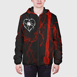 Куртка с капюшоном мужская Гранж, разводы и паук, цвет: 3D-черный — фото 2
