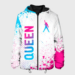 Куртка с капюшоном мужская Queen neon gradient style: надпись, символ, цвет: 3D-черный