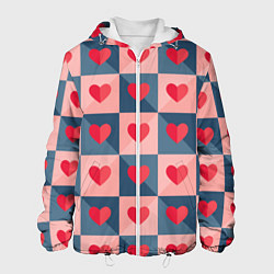 Куртка с капюшоном мужская Pettern hearts, цвет: 3D-белый