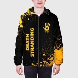 Куртка с капюшоном мужская Death Stranding - gold gradient: надпись, символ, цвет: 3D-черный — фото 2