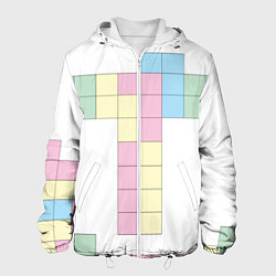 Куртка с капюшоном мужская Тетрис буква т падающие блоки, цвет: 3D-белый