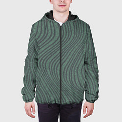 Куртка с капюшоном мужская Кривые линии зеленый, цвет: 3D-черный — фото 2