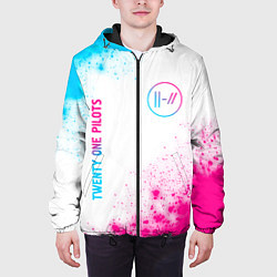 Куртка с капюшоном мужская Twenty One Pilots neon gradient style: надпись, си, цвет: 3D-черный — фото 2
