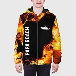 Куртка с капюшоном мужская Papa Roach и пылающий огонь, цвет: 3D-черный — фото 2