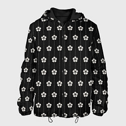 Куртка с капюшоном мужская Японский узор цветов, цвет: 3D-черный