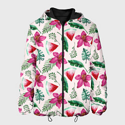 Мужская куртка Арбузы, цветы и тропические листья