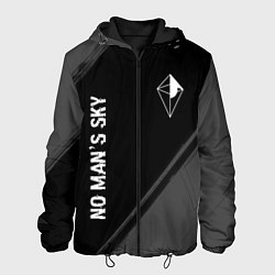Куртка с капюшоном мужская No Mans Sky glitch на темном фоне: надпись, символ, цвет: 3D-черный