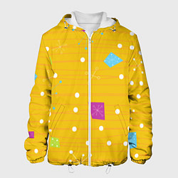Куртка с капюшоном мужская Yellow abstraction, цвет: 3D-белый