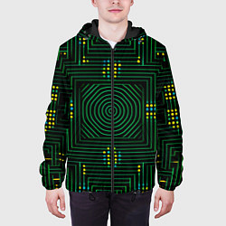 Куртка с капюшоном мужская Зелёная электросхема, цвет: 3D-черный — фото 2