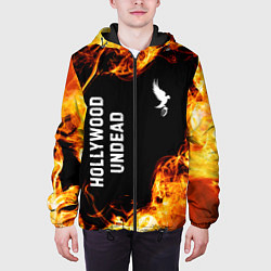 Куртка с капюшоном мужская Hollywood Undead и пылающий огонь, цвет: 3D-черный — фото 2