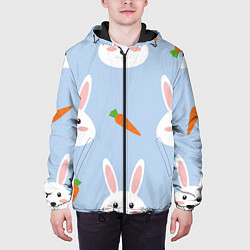 Куртка с капюшоном мужская Зайчики и морковки, цвет: 3D-черный — фото 2