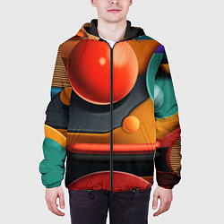 Куртка с капюшоном мужская Геометрия фигур, цвет: 3D-черный — фото 2