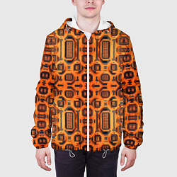 Куртка с капюшоном мужская Оранжевый киберпанк, цвет: 3D-белый — фото 2