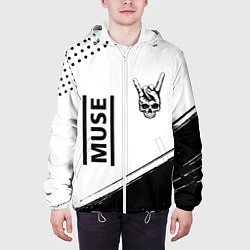 Куртка с капюшоном мужская Muse и рок символ на светлом фоне, цвет: 3D-белый — фото 2