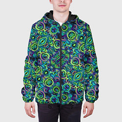 Куртка с капюшоном мужская Абстрактный психодел, цвет: 3D-черный — фото 2