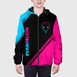 Куртка с капюшоном мужская Evangelion - neon gradient: надпись, символ, цвет: 3D-черный — фото 2