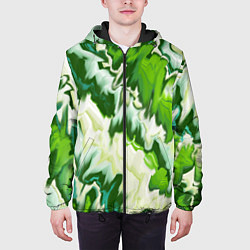 Куртка с капюшоном мужская Зеленые штрихи, цвет: 3D-черный — фото 2