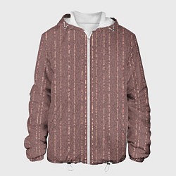 Куртка с капюшоном мужская Мелкая мозаика бордо полосы, цвет: 3D-белый