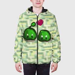 Куртка с капюшоном мужская Зеленые слаймы стардью, цвет: 3D-черный — фото 2