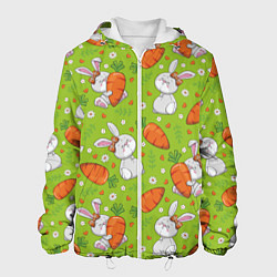 Куртка с капюшоном мужская Летние зайчики, цвет: 3D-белый