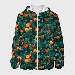 Куртка с капюшоном мужская Тропические цитрусы, цвет: 3D-белый