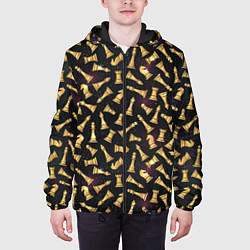 Куртка с капюшоном мужская Шахматы в космосе, цвет: 3D-черный — фото 2