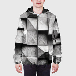 Куртка с капюшоном мужская Каменные плиты и обман зрения, цвет: 3D-черный — фото 2