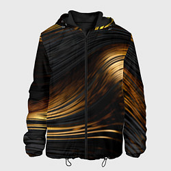 Куртка с капюшоном мужская Black gold waves, цвет: 3D-черный