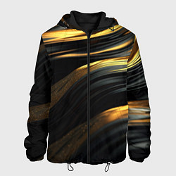 Куртка с капюшоном мужская Золотистые волны, цвет: 3D-черный