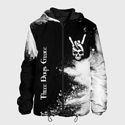 Куртка с капюшоном мужская Three Days Grace и рок символ на темном фоне, цвет: 3D-черный