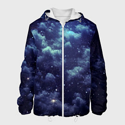 Куртка с капюшоном мужская Звездная ночь - нейросеть, цвет: 3D-белый