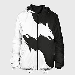 Куртка с капюшоном мужская Волк инь ян, цвет: 3D-черный