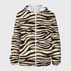 Куртка с капюшоном мужская Шкура зебры и белого тигра, цвет: 3D-белый