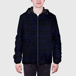 Куртка с капюшоном мужская Текстура черно-синий, цвет: 3D-черный — фото 2