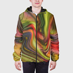 Куртка с капюшоном мужская Abstraction waves, цвет: 3D-черный — фото 2