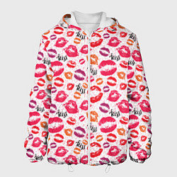 Куртка с капюшоном мужская Поцелуи - kiss, цвет: 3D-белый