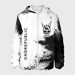 Куртка с капюшоном мужская OneRepublic и рок символ на светлом фоне, цвет: 3D-белый