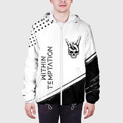 Куртка с капюшоном мужская Within Temptation и рок символ на светлом фоне, цвет: 3D-белый — фото 2