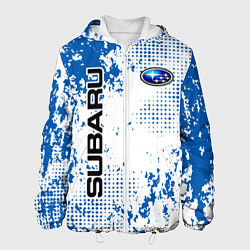 Куртка с капюшоном мужская Subaru blue logo, цвет: 3D-белый