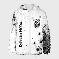 Куртка с капюшоном мужская Depeche Mode и рок символ на светлом фоне, цвет: 3D-белый