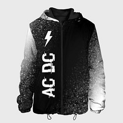Куртка с капюшоном мужская AC DC glitch на темном фоне: по-вертикали, цвет: 3D-черный