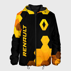 Куртка с капюшоном мужская Renault - gold gradient: надпись, символ, цвет: 3D-черный