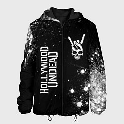Мужская куртка Hollywood Undead и рок символ на темном фоне