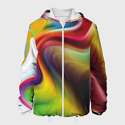 Куртка с капюшоном мужская Rainbow waves, цвет: 3D-белый