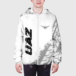Куртка с капюшоном мужская UAZ speed на светлом фоне со следами шин: надпись,, цвет: 3D-белый — фото 2