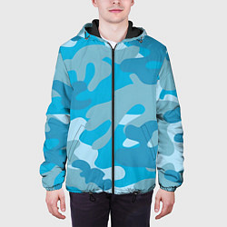 Куртка с капюшоном мужская Камуфляж военный синий, цвет: 3D-черный — фото 2