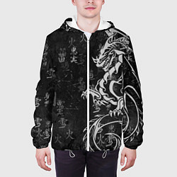 Куртка с капюшоном мужская White dragon - grunge, цвет: 3D-белый — фото 2