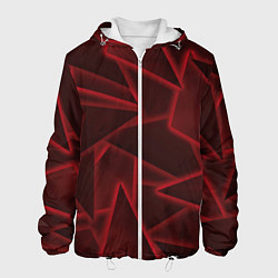 Куртка с капюшоном мужская Красные треугольники, неон, цвет: 3D-белый