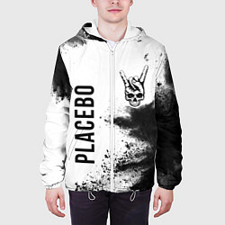Куртка с капюшоном мужская Placebo и рок символ на светлом фоне, цвет: 3D-белый — фото 2