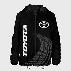 Куртка с капюшоном мужская Toyota speed на темном фоне со следами шин: надпис, цвет: 3D-черный